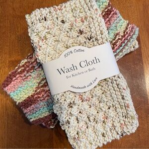Set of Four Handmade Knitted Cotton Dishcloths